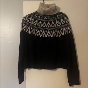 H&M Navy Fair Isle Turtleneck Sweater, Size S
